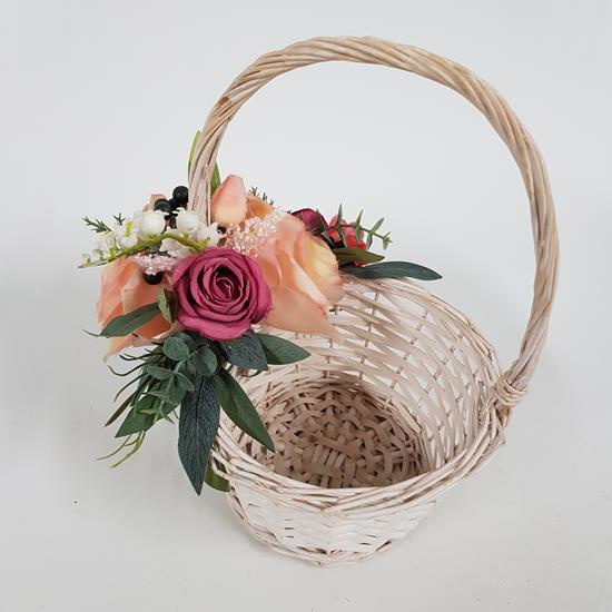 Peach Floral Flower Girl Basket - Desflora