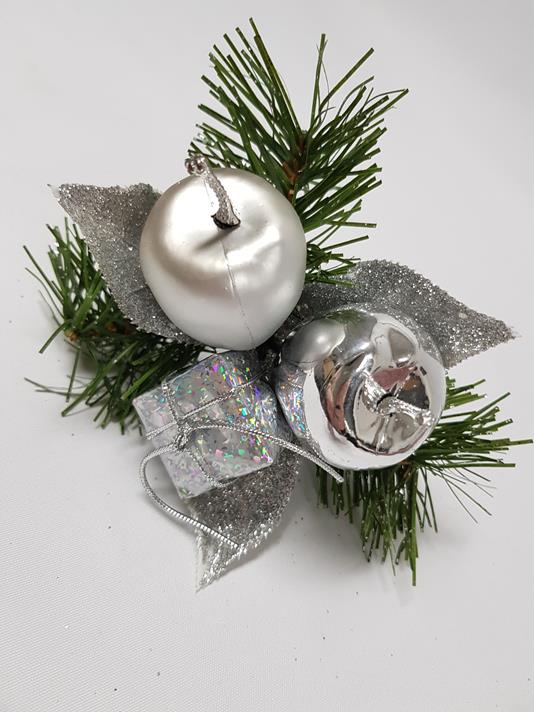 Christmas Apple Pick 20cm Silver
