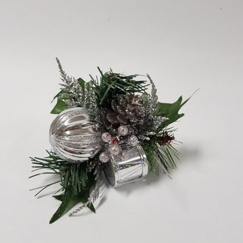 Christmas Drum Pick 20cm Silver