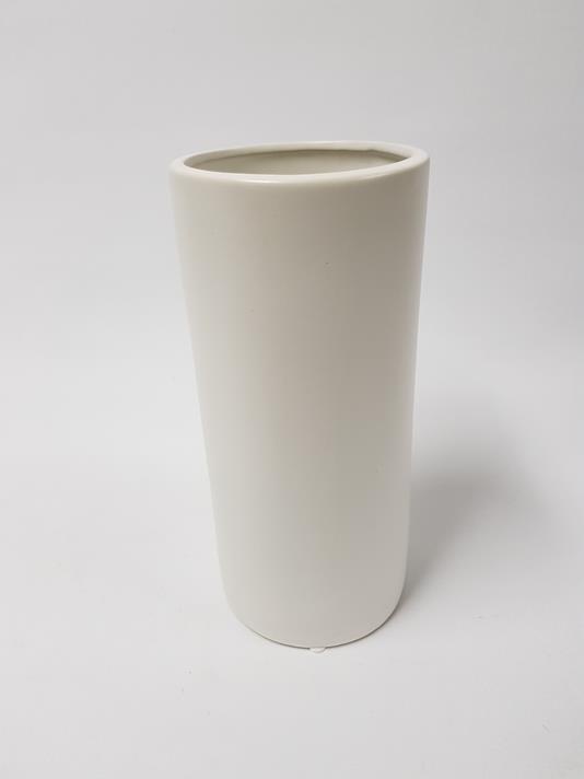 Ceramic Cylinder Vase White 28cm - Desflora