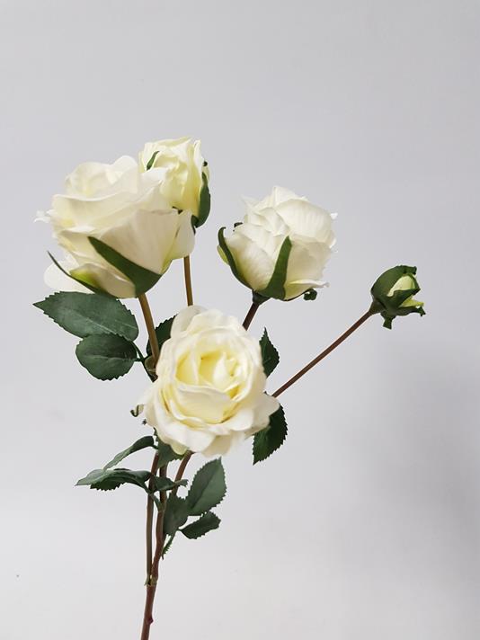 Artificial Rose Cluster 5 heads White 48cm - Desflora