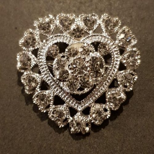 Rhinestone Heart Brooch -Style 1