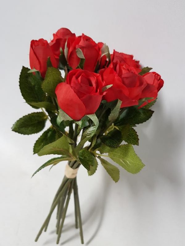 Artificial Rosebud Bundle Red X 9 - Desflora