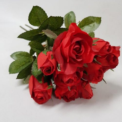 Artificial Rosebud Bundle Red X 9 - Desflora