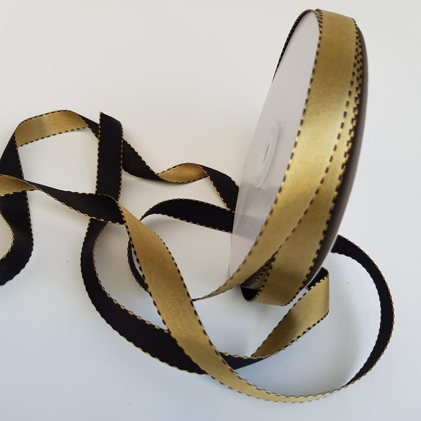 Satin Stitch Ribbon Mm Old Gold Black Desflora