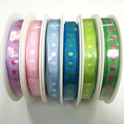 Satin Ribbon Row of Dots 10mm Mauve - Image 2