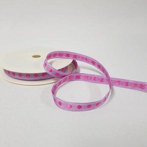 Satin Ribbon Row of Dots 10mm Mauve