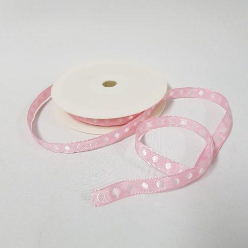 Satin Ribbon Row of Dots 10mm Pink