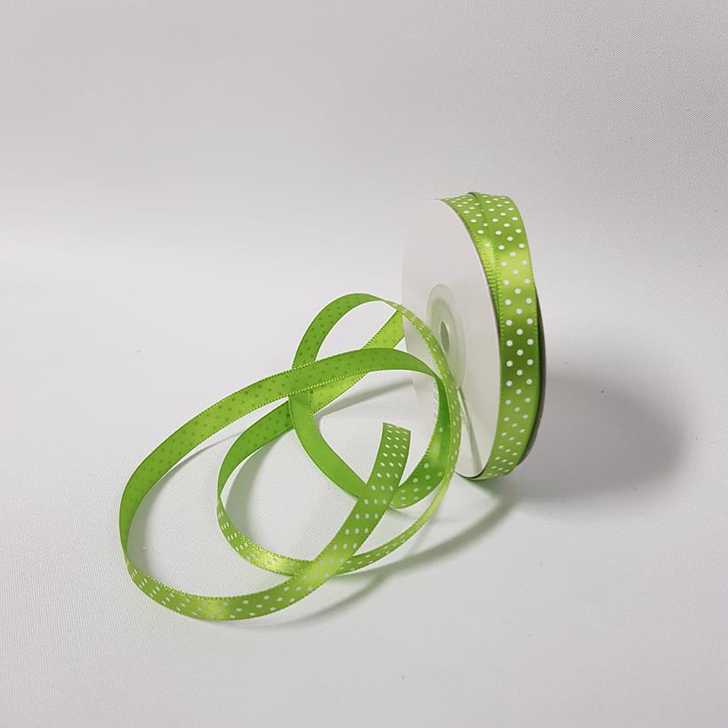 Satin ribbon Small Dots 10mm Lime