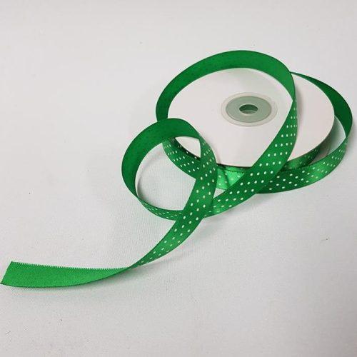 Satin ribbon Small Dots 15mm Emerald