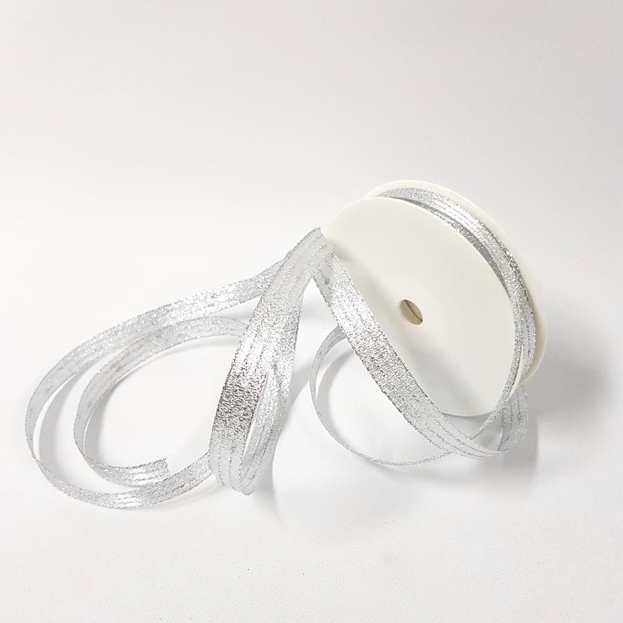 Metalloc Ribbon Metallic Wired Ribbon 10mm Silver - Desflora