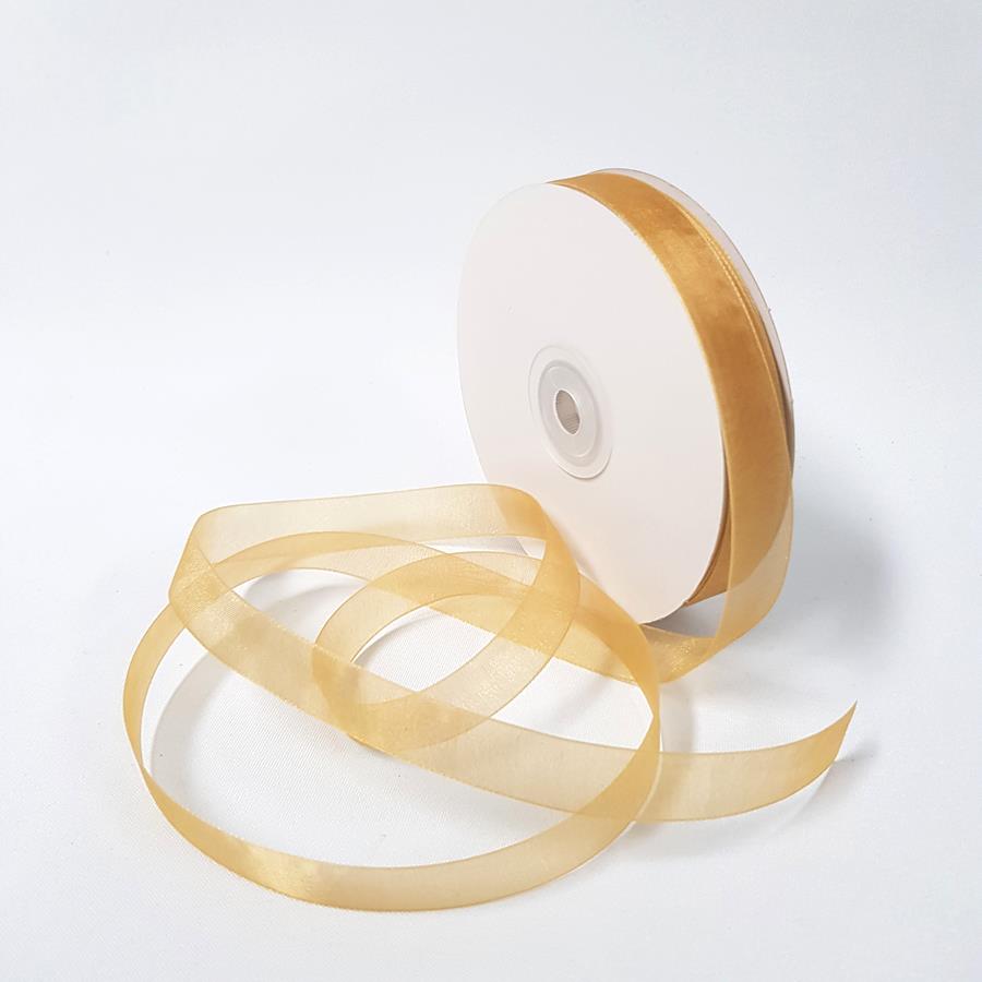 Organza Ribbon Mm Old Gold Desflora