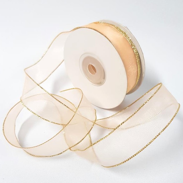 Organza Ribbon with Gold Edge