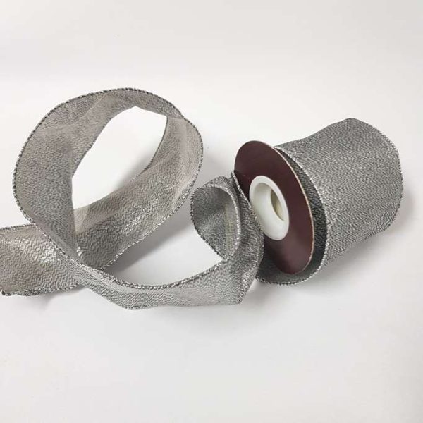 Ribbon Double Wired Silver Metallic 75mm - Desflora