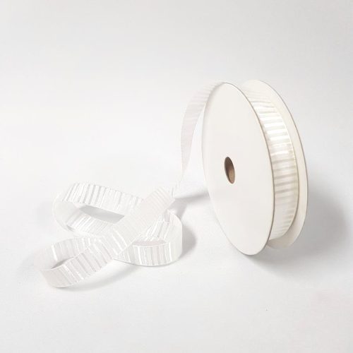Striped Ribbed Ribbon 15mm White
