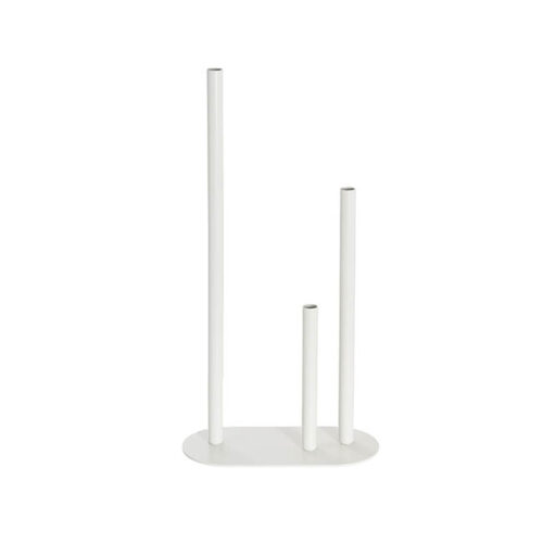 Three Tube Metal Bud Vase White
