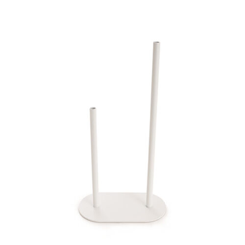Two Tube Metal Bud Vase White