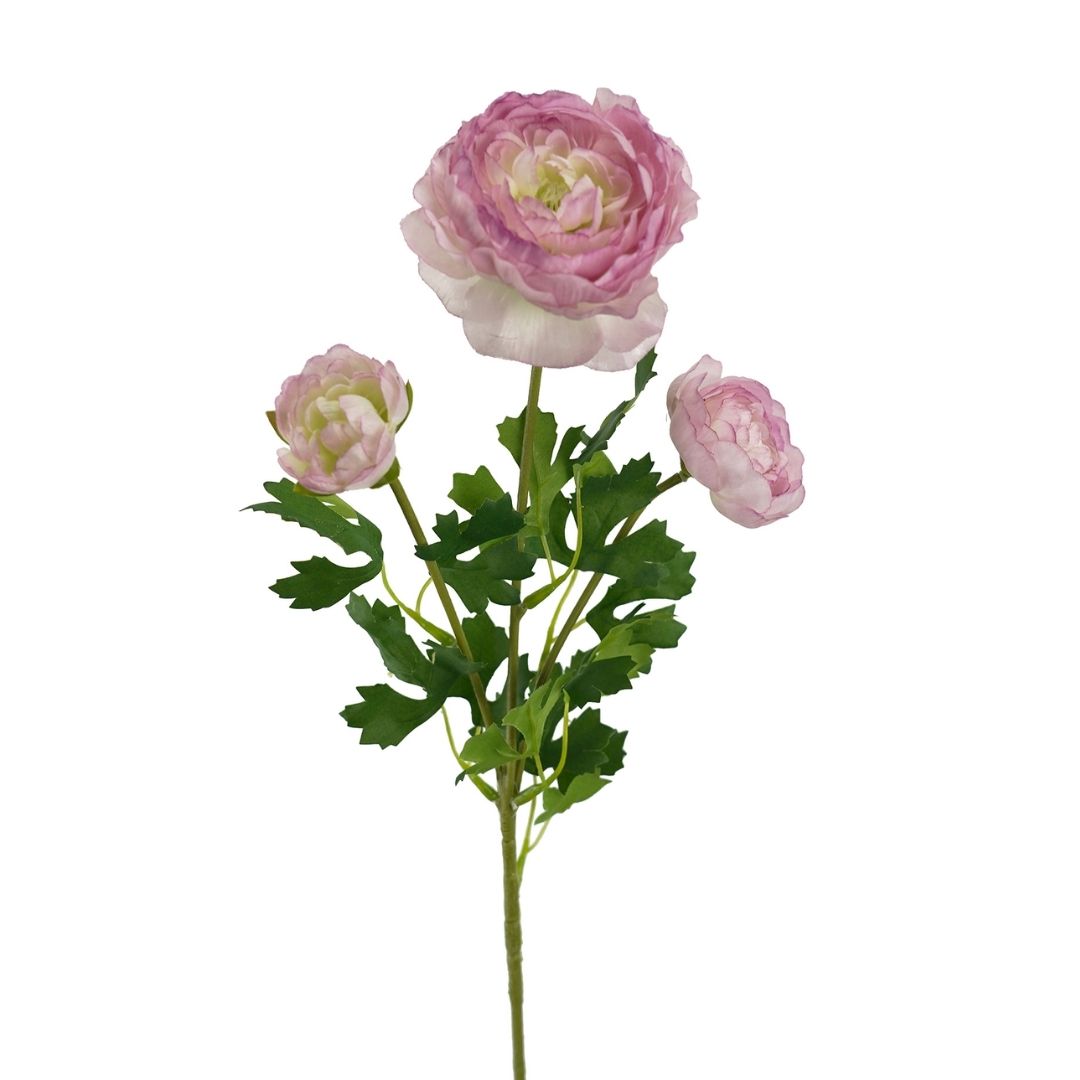 Artificial Ranunculus 3H Mid Pink 61cm - Desflora