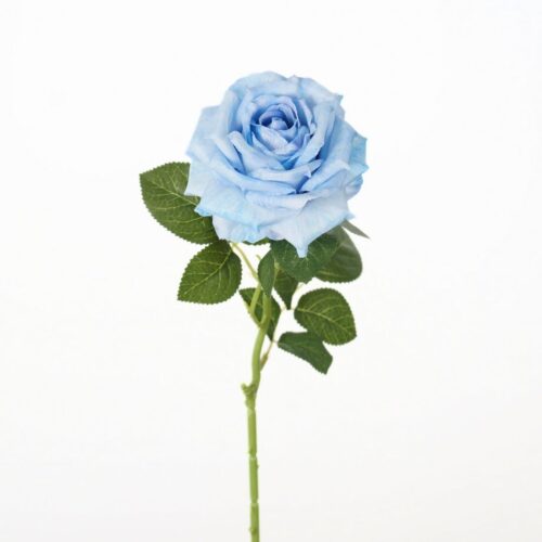 Artificial Full Bloom Rose Tubby Blue 65cm