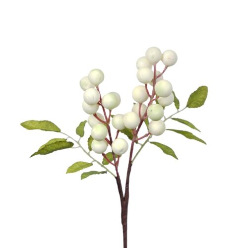 Artificial Woodland Berry Stem White 32cm