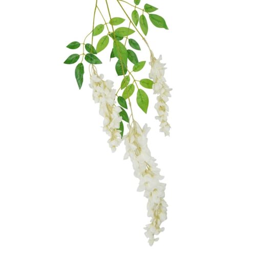 Artificial Hanging Whispy Wisteria White 85cm