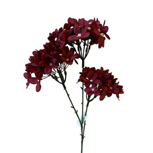Artificial Hydrangea Spray 3H Burgundy 70cm