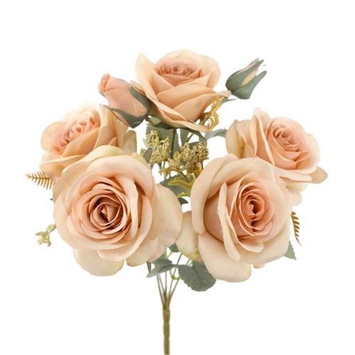 Artificial Rose Bush Peachy 5H 37cm