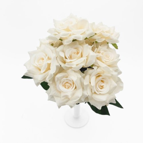 Artificial Tea Rose Bunch Champagne 9H 42cm