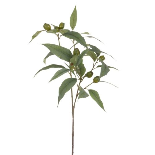 Green artificial gumnut branch with native-style seed pods