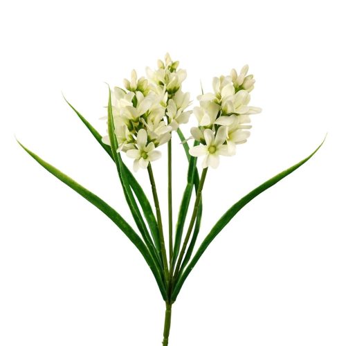 White artificial hyacinth flowers with three heads