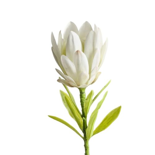 White Astrid artificial protea bloom on a short stem