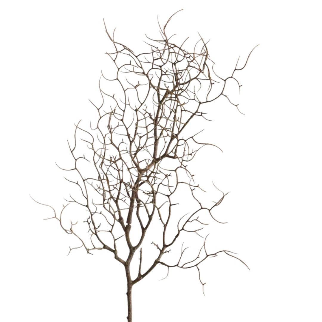 Decorative brown artificial branch with twisted twigs