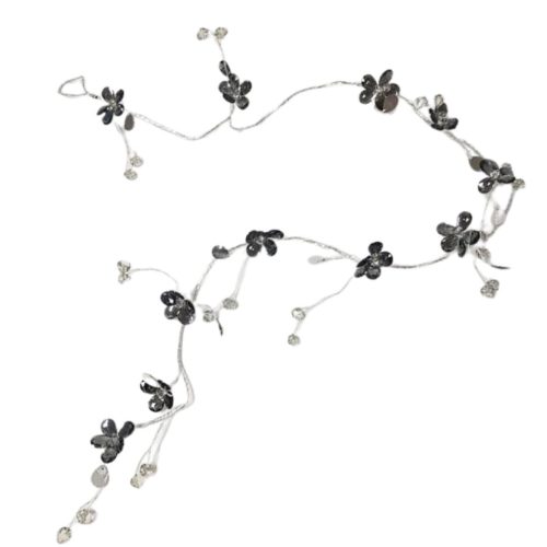 Beaded Glass Floral Garland Charcoal 110cm