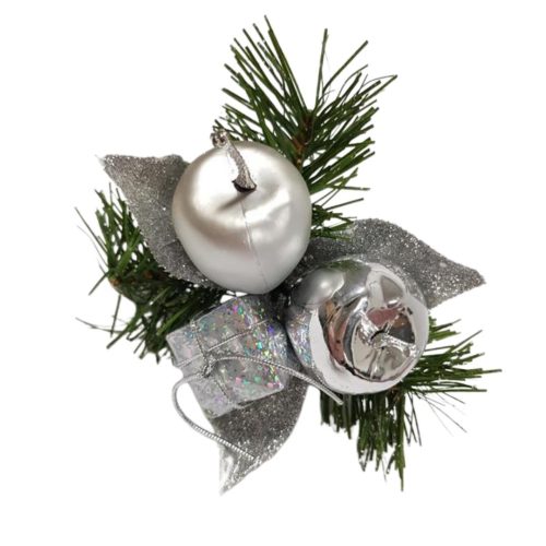 Christmas Apple Pick 20cm Silver